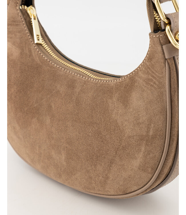 selectedbystijldepartment Bag suede half moon, Taupe