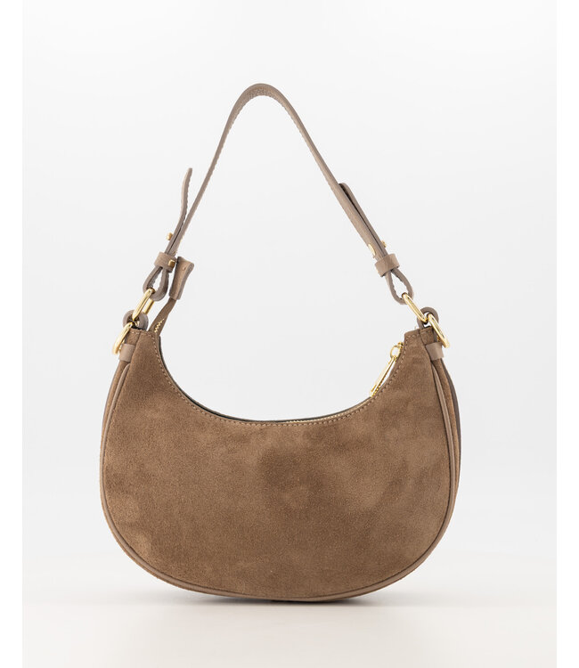 selectedbystijldepartment Bag suede half moon, Taupe