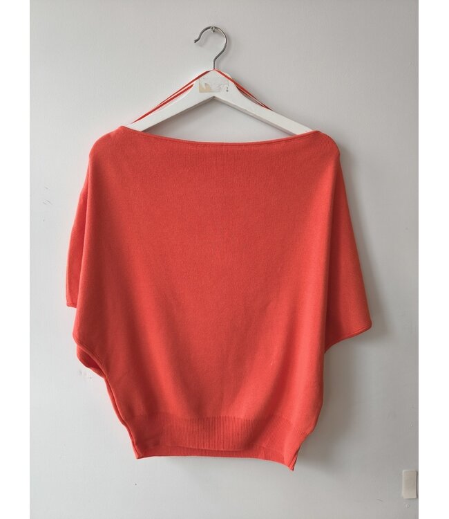 selectedbystijldepartment Top stretch viscose rib, Coral red