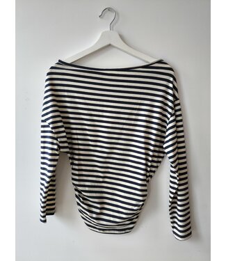 selectedbystijldepartment Longsleeve off shoulder stripes, Navy white