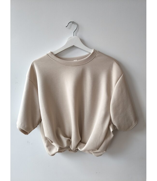 selectedbystijldepartment T-shirt cropped balloon, Beige