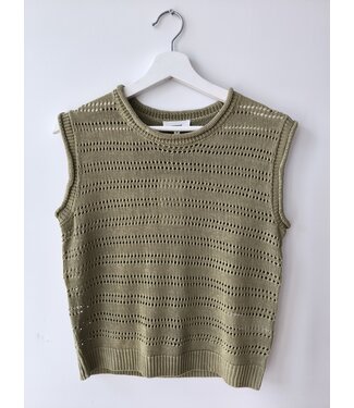 selectedbystijldepartment Top singlet crochet, Khaki