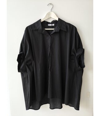 selectedbystijldepartment Blouse cotton wide long, Black