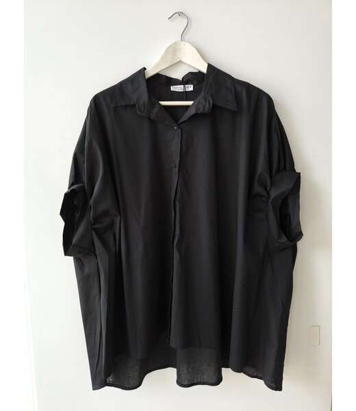 selectedbystijldepartment Blouse cotton wide long, Black