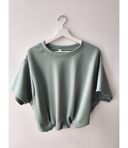selectedbystijldepartment T-shirt cropped balloon, Agave green