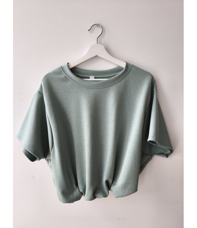selectedbystijldepartment T-shirt cropped balloon, Agave green