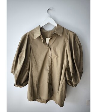 selectedbystijldepartment Blouse cotton balloon sleeve, Camel