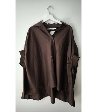 selectedbystijldepartment Blouse cotton wide long, Brown