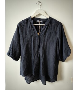 selectedbystijldepartment Blouse linnen three-quarter sleeve, Navy
