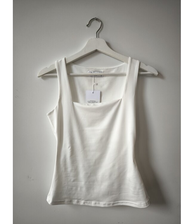 selectedbystijldepartment Tanktop stretch square neck, White