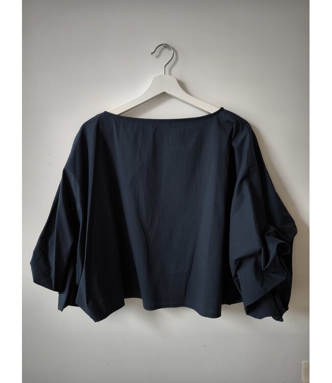 selectedbystijldepartment Blouse cotton balloon midi, Navy