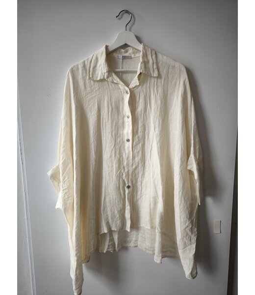selectedbystijldepartment Blouse linnen wide long, Creme
