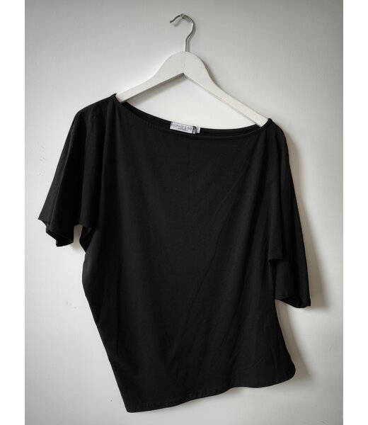selectedbystijldepartment T-shirt cotton wide neck, Black