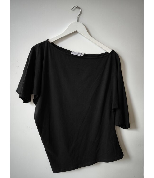 selectedbystijldepartment T-shirt cotton wide neck, Black