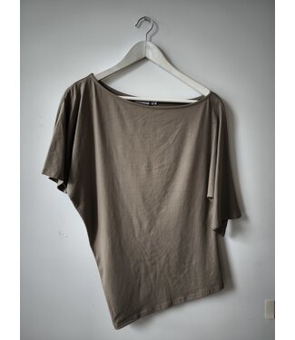 selectedbystijldepartment T-shirt cotton wide neck, Taupe