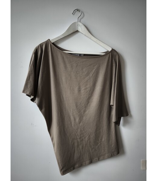 selectedbystijldepartment T-shirt cotton wide neck, Taupe