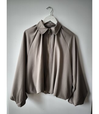 selectedbystijldepartment Jacket balloon zipper (SET), Taupe