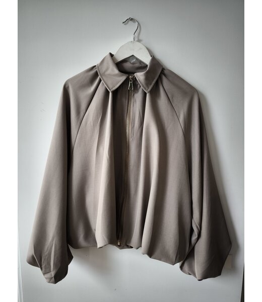 selectedbystijldepartment Jacket balloon zipper (SET), Taupe