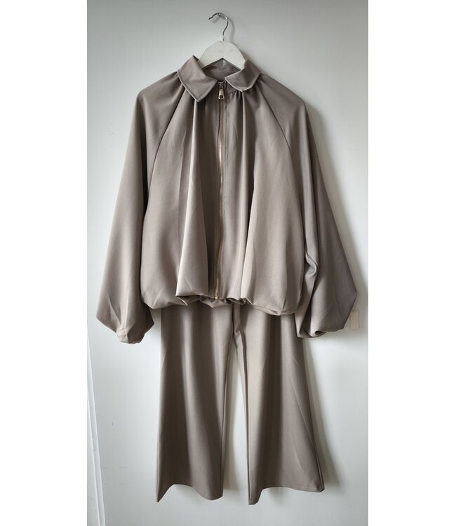 selectedbystijldepartment Pants elastic (SET), Taupe