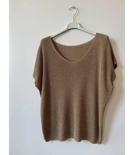 selectedbystijldepartment Top sleeves lurex, Gold