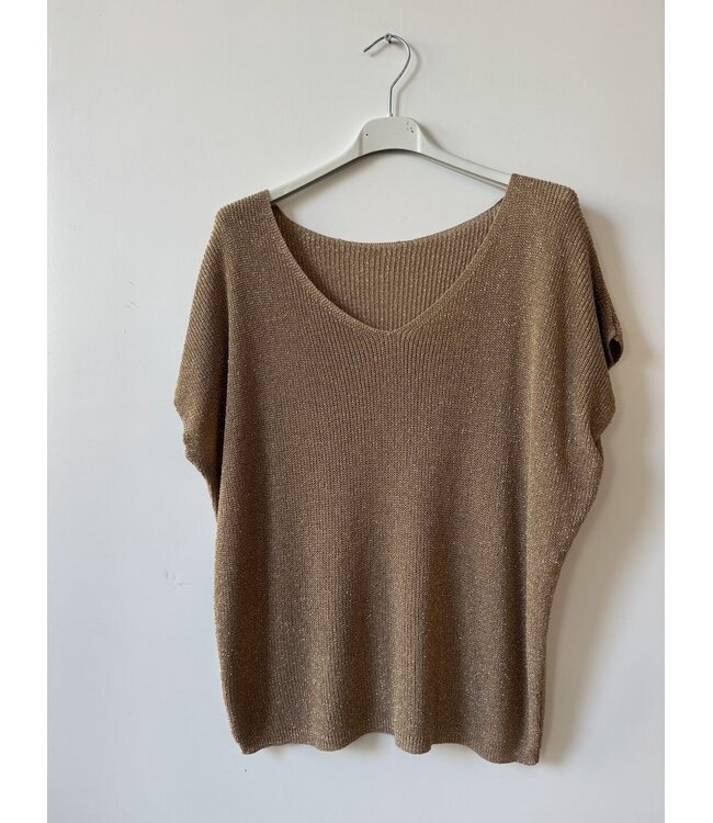 selectedbystijldepartment Top sleeves lurex, Gold