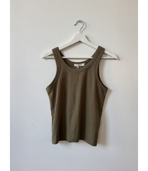 selectedbystijldepartment Tanktop rib basic, Taupe camel