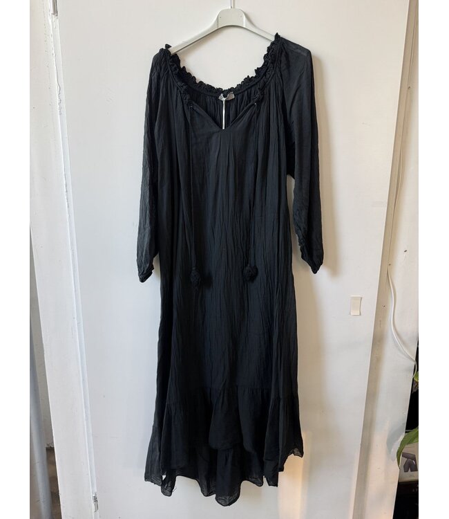 selectedbystijldepartment Dress midi wide viscose LS, Black