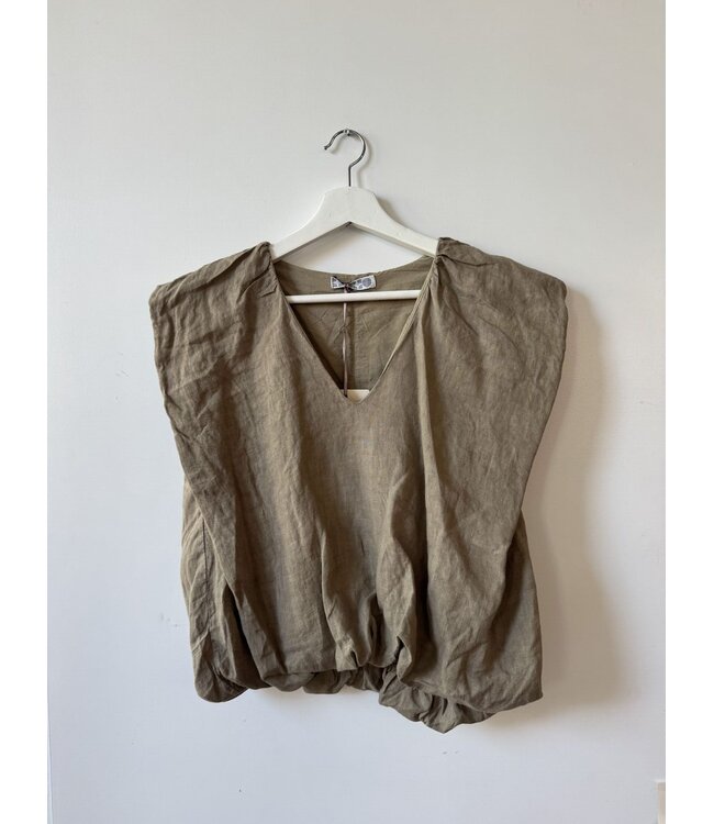 selectedbystijldepartment Top linnen shoulders, Camel