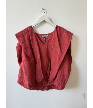 selectedbystijldepartment Top linnen shoulders, Coral