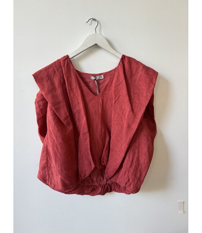 selectedbystijldepartment Top linnen shoulders, Coral