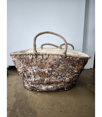 selectedbystijldepartment Bag big straw beach glitter, Brown
