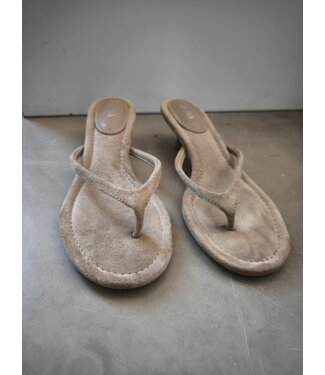 selectedbystijldepartment Sandal kitten heel suede, Brown