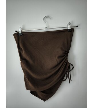 selectedbystijldepartment Top bandeau bow linnen, Dark brown