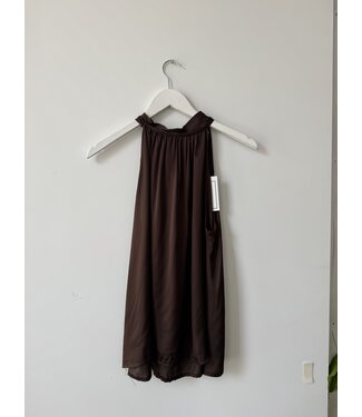 selectedbystijldepartment Singlet halter silk, Dark brown ONE SIZE