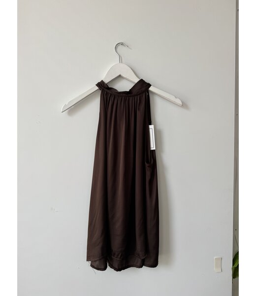 selectedbystijldepartment Singlet halter silk, Dark brown ONE SIZE