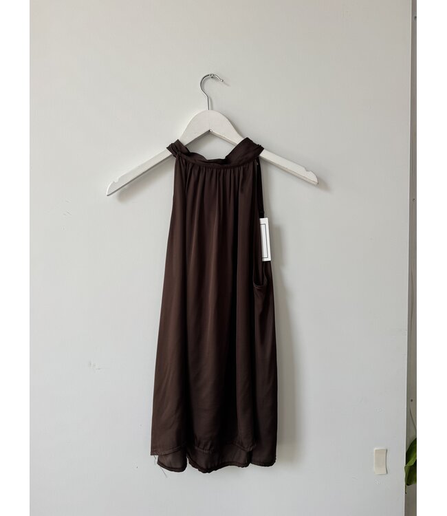 selectedbystijldepartment Singlet halter silk, Dark brown ONE SIZE