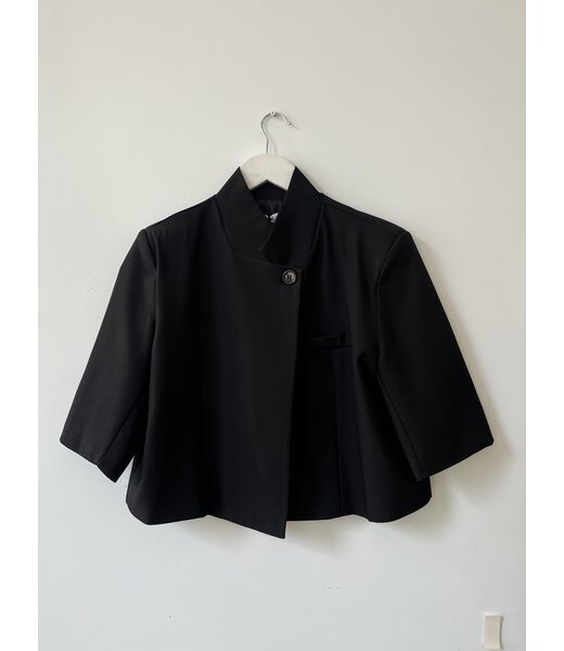 selectedbystijldepartment Blazer cropped short sleeve, Black