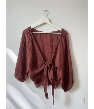 selectedbystijldepartment Vest linnen Stone red, ONE SIZE