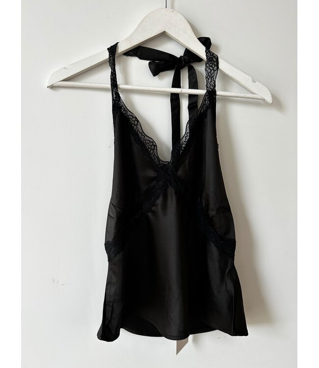 selectedbystijldepartment Haltertop silk lace , Black