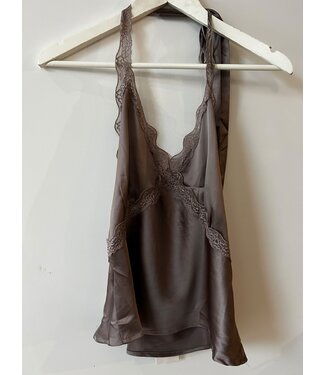 selectedbystijldepartment Haltertop silk lace, Taupe