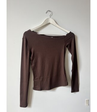 selectedbystijldepartment Longsleeve off shoulder, Brown