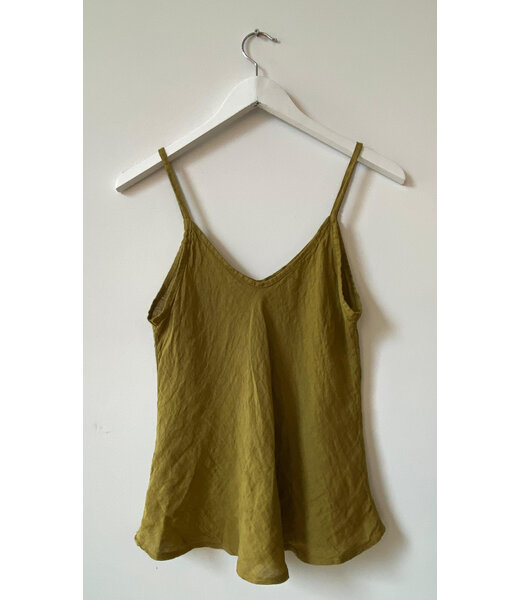 selectedbystijldepartment Top linnen, olive ONE SIZE