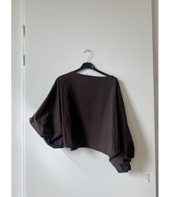 selectedbystijldepartment Blouse cotton balloon midi, Brown