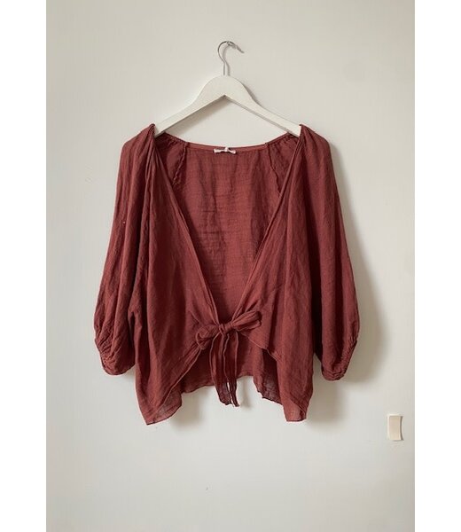 selectedbystijldepartment Blouse linnen wrap, Coral