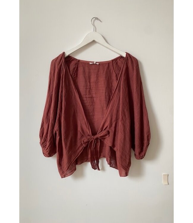 selectedbystijldepartment Blouse linnen wrap, Coral