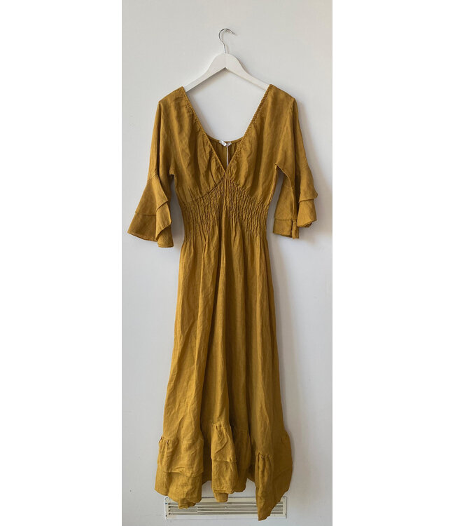 selectedbystijldepartment Dress linnen long mustard