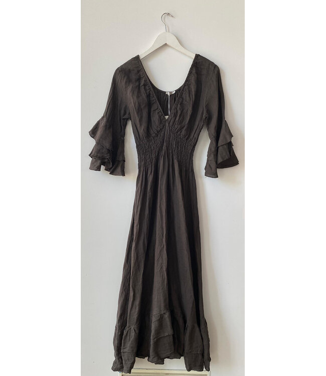 selectedbystijldepartment Dress linnen long brown