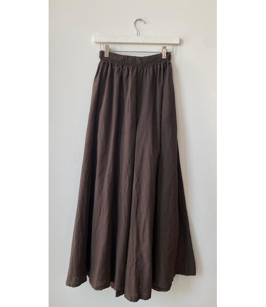 selectedbystijldepartment Pants linnen wide darkbrown