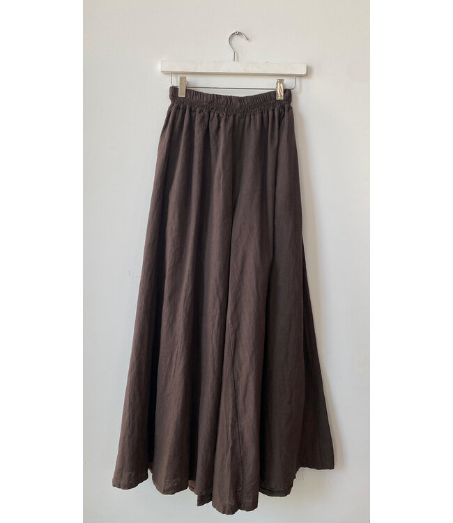 selectedbystijldepartment Pants linnen wide darkbrown