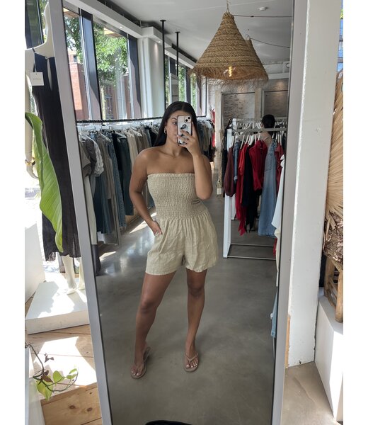 selectedbystijldepartment Jumpsuit linnen short, sand